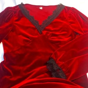 Red velvet long sleeve dress size medium